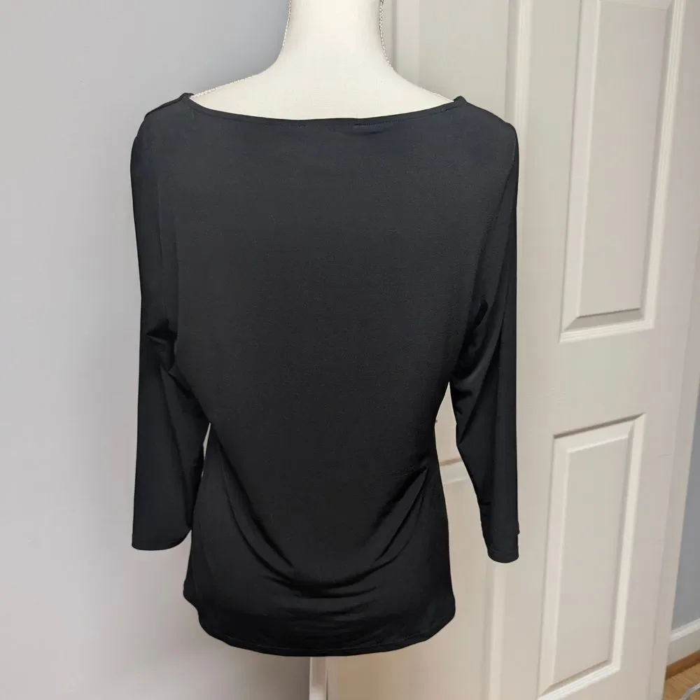 Carmen Marc Valvo Black Cutout Blouse Size L - Picture 2 of 5